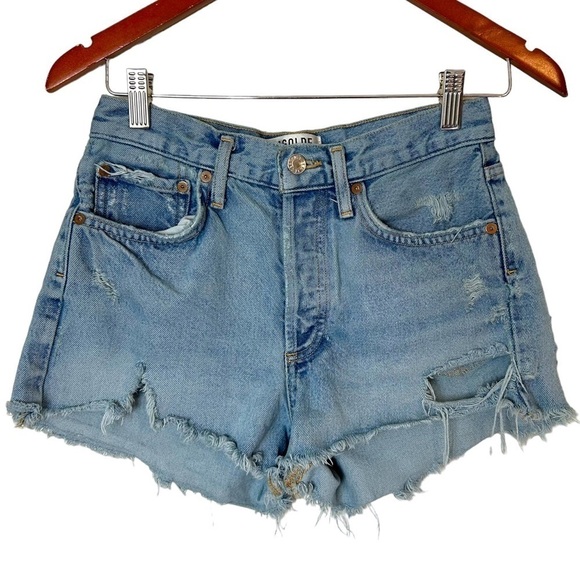 Agolde Parker Vintage Cut Off Distressed Jean Shorts - Picture 2 of 12